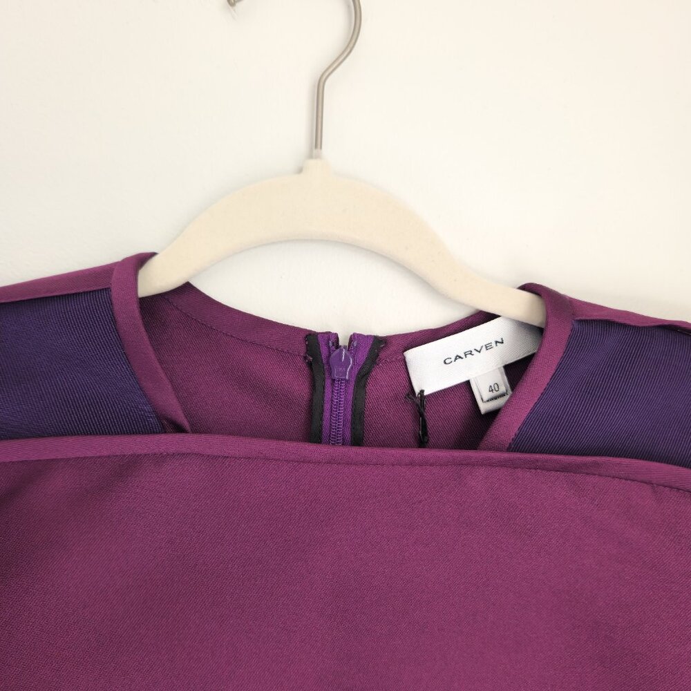 NWT Carven Size 8US Violet Short Sleeve T-shirt en mika Zipper Back Relaxed Fit - Picture 4 of 13